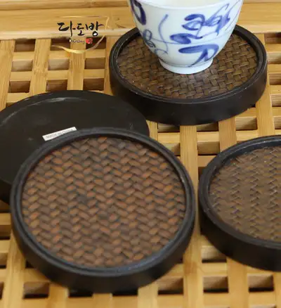 织编竹制圆形茶杯垫/杯托