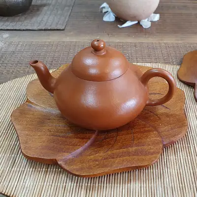 红枣木花瓣茶盘 特大号/宜兴壶另售/托盘茶盘杯垫