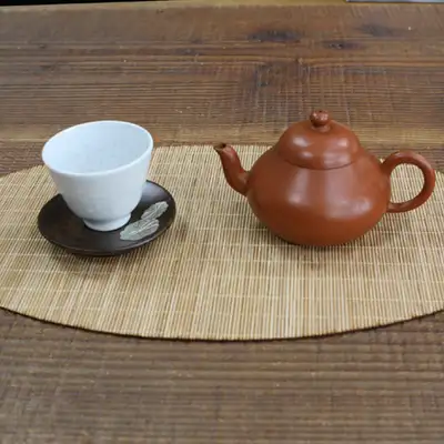 茶垫 天然竹椭圆形茶席 - 餐桌茶桌用垫布替代品