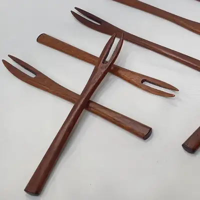 国产漆器木制叉子 12cm 1个 打食叉