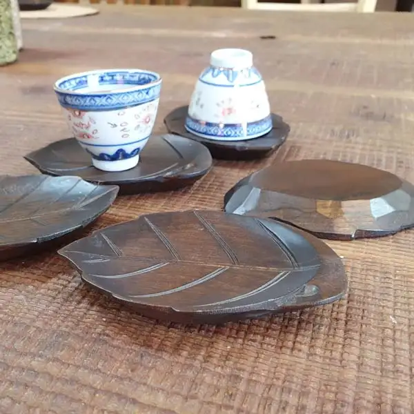 深色树叶形茶杯垫 杯垫 打식接盘
