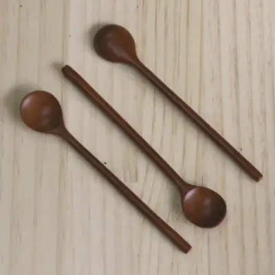 Lacquered Jujube Wood Tea Spoon 1pc - Round