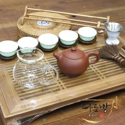 白毫茶茶具組合 5人份 新12號/大竹茶盤(大)/紫砂茶杯 等