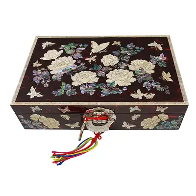 Rectangular Size 9 Single-Tier Jewelry Box - Peony Red