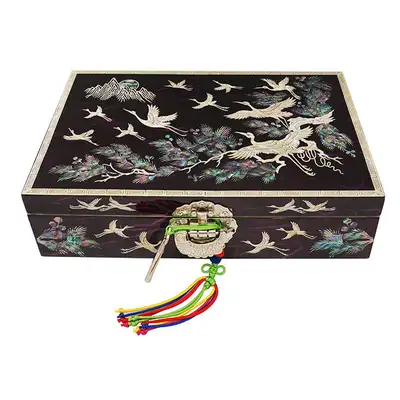 Rectangular Size 9 Single-Tier Mother-of-Pearl Jewelry Box - Crane and Pine Purple