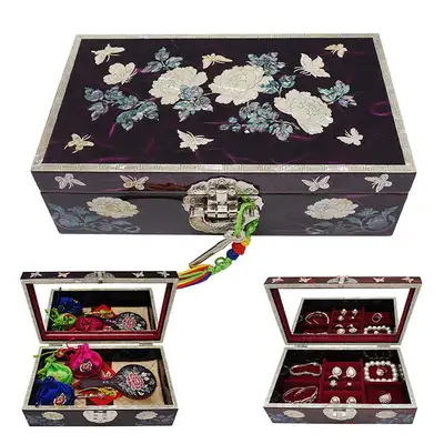 Rectangular Size 8 Single-Tier Jewelry Box - Peony Purple