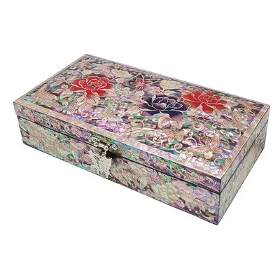 Royal Nacre Single-Tier Jewelry Box - Peony Flower (Red)