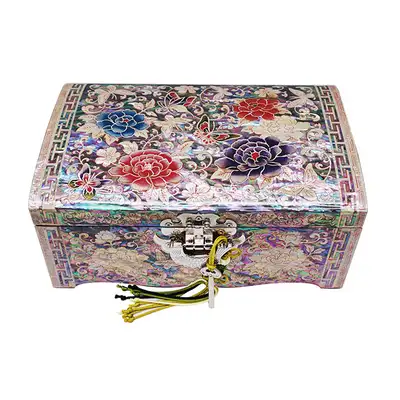 [Openwork] Round Jewelry Box 8-Size 2-Tier - Peony (Red)