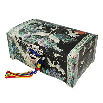 Openwork Two-Tier Jewelry Box No. 7 - Cranes (Black)