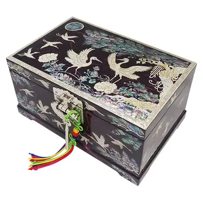 Hanji 8-Ho Two-Tier Box - Cranes and Magpies
