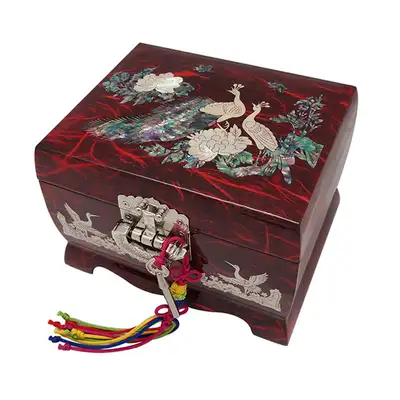 Hanzi Music Box Size 5 Two-Tier - Peacock (Red)