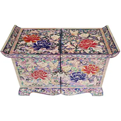 Sunbi Double-Lidded Jewelry Box (Large) - Peony Flower (Red)