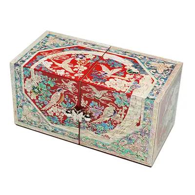 [Open-work] Double-opening Case (Medium) - Octagonal Flower and Bird (Red)