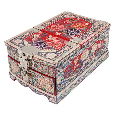Mother-of-Pearl Mirror Box (Medium) - Peony (Red)
