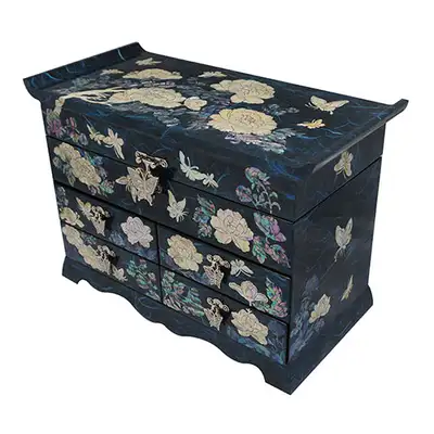 Hanji Scholar 4-Tier Drawer Peony Blue