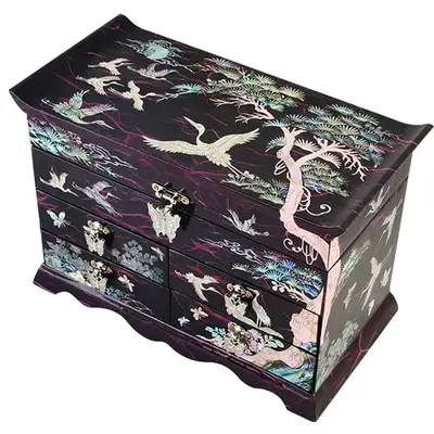 Hanji Scholar 4-Drawer Crane Jewelry Box