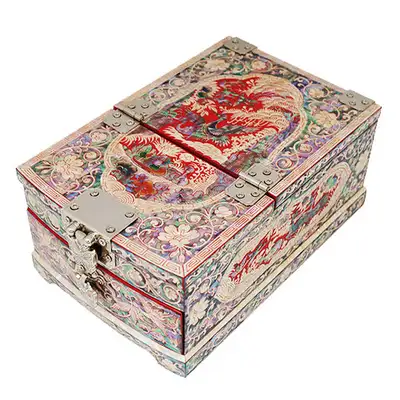 Mother-of-Pearl Inlaid Mirror Stand (Small) - Pine and Crane (Red)