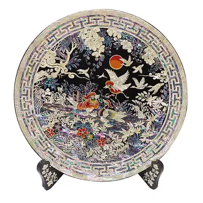 Round Tray Large Mandarin Duck Black
