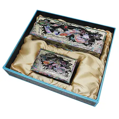 Diagonal Dragon Desk Organizer Set - Black