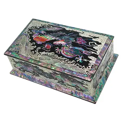 Diagonal Pattern Business Card Box - Black