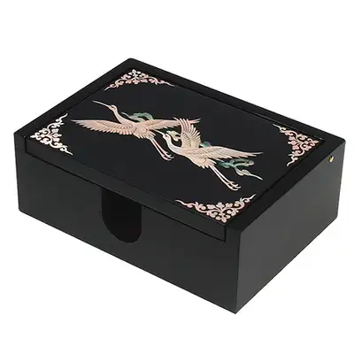 One-Piece Business Card Holder Black Cloud and Crane