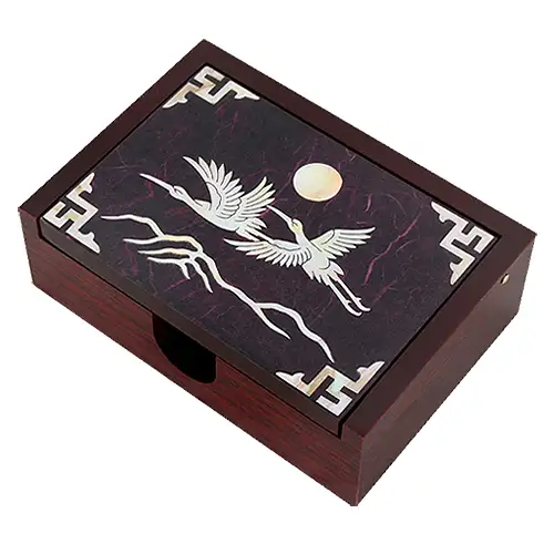 螺钿漆器韩纸名片盒 贝壳鹤纹