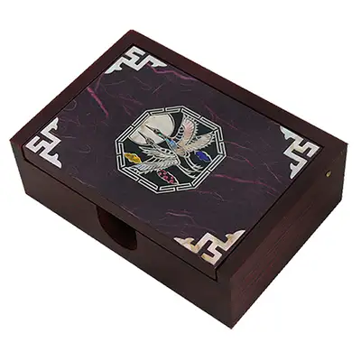 Inlaid Mother-of-Pearl Lacquerware Korean Hanji Business Card Box Octagonal Crane Design
