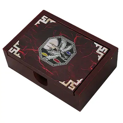 Nacre Lacquerware Korean Paper Business Card Holder Octagonal Crane Red