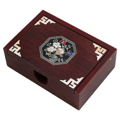 螺钿漆器镶嵌名片盒 八角梅花
