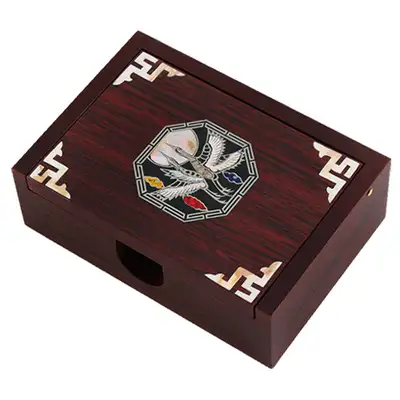Lacquered Mother-of-Pearl Inlay Business Card Holder - Eight-Sided Pine and Crane