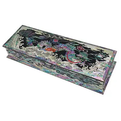 Black Dragon Diagonal Pattern Mother-of-Pearl Brush Case