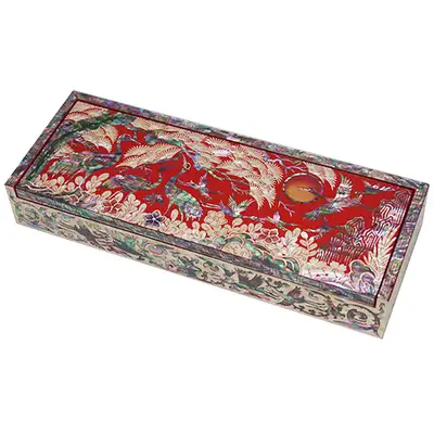 Integrated Royal Mother-of-Pearl Pen Case Pinewood Crane 1 Red