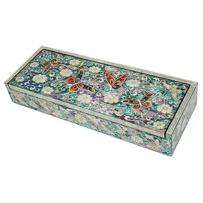 All-in-One Inlaid Mother-of-Pearl Brush Case - Butterfly Black