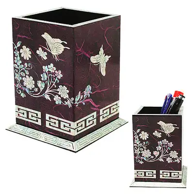 Nacre Lacquerware Pencil Holder - Butterfly Hanji Design