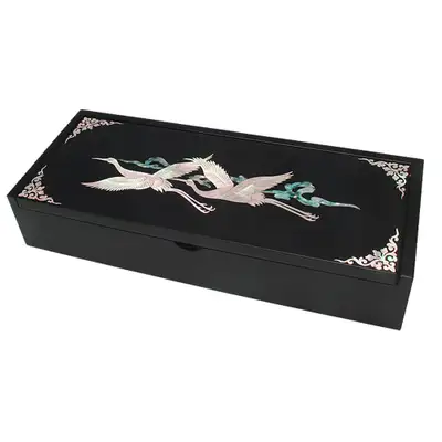 Integrated Pen Case Black Cloud and Crane