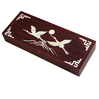 Mother-of-Pearl Lacquerware Inlay Brush Pen Case with Crane and Pine