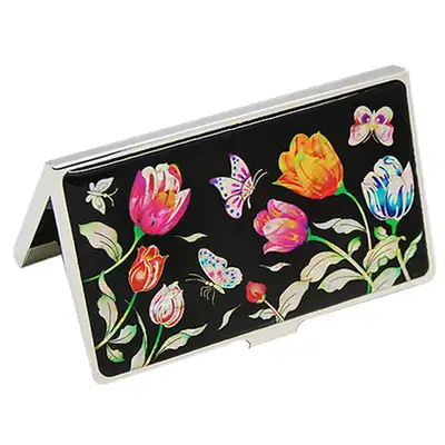 Mother-of-Pearl Lacquerware Business Card Case - Tulip