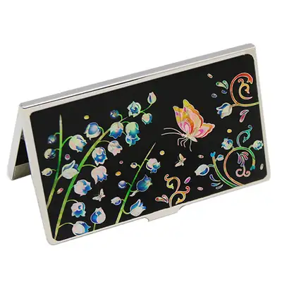 Lacquerware with Mother-of-Pearl Business Card Case - Bellflower