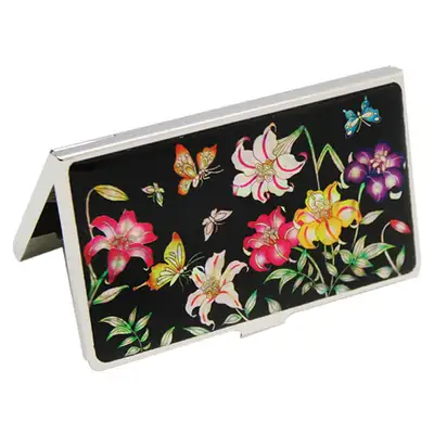 Mother-of-Pearl Inlaid Lacquerware Business Card Case - Lily