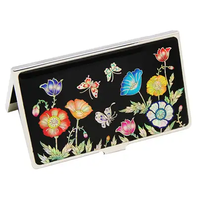 Mother-of-Pearl Lacquerware Business Card Case with Peony Design