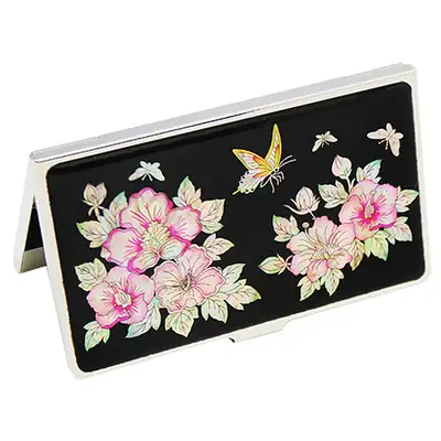 Nacre Lacquerware Business Card Case - Rose of Sharon