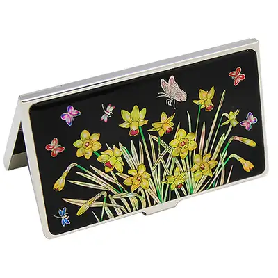 Nacre Lacquerware Business Card Case with Daffodil Pattern