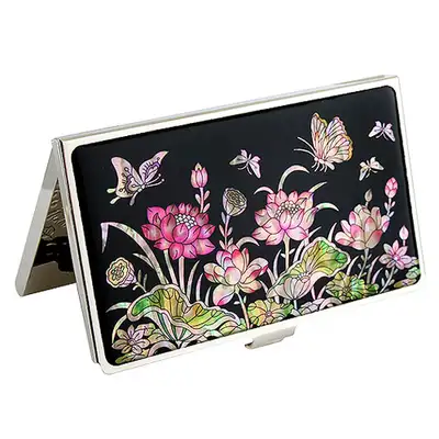 Inlaid Mother-of-Pearl Lacquerware Business Card Case – Water Lily