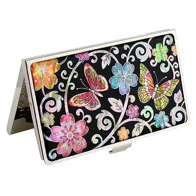 Nacre Inlay Lacquerware Business Card Case Plum Blossom Butterfly 2