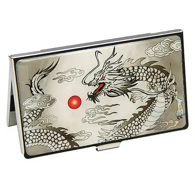 Lacquered Mother-of-Pearl Business Card Case Black Dragon