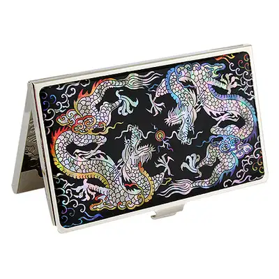 Nacre Lacquerware Business Card Case with Twin Dragons