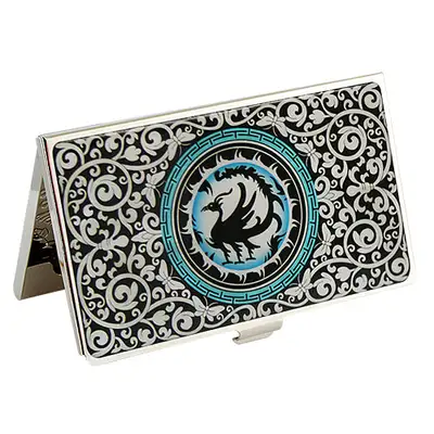 Mother-of-Pearl Lacquer Business Card Case - Three-Legged Bird 1