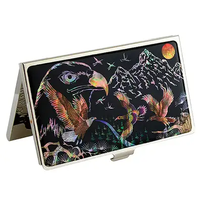 Mother-of-Pearl Lacquerware Business Card Case with Eagle Pattern