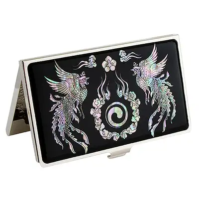 Lacquered Mother-of-Pearl Phoenix Business Card Case