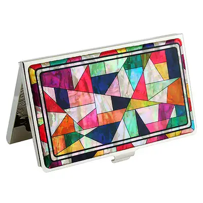 Mother-of-Pearl Lacquer Business Card Case - Jogakbo Pattern
